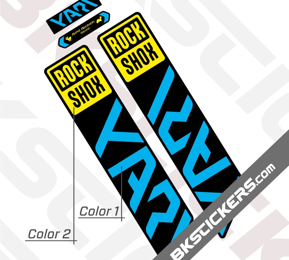 Rockshox Yari 2021 Black Fork Decals kit - Blue