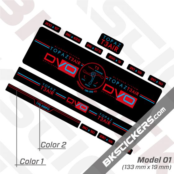 DVO Topaz T3 Air 2016 Rear Shock Decal kit 03